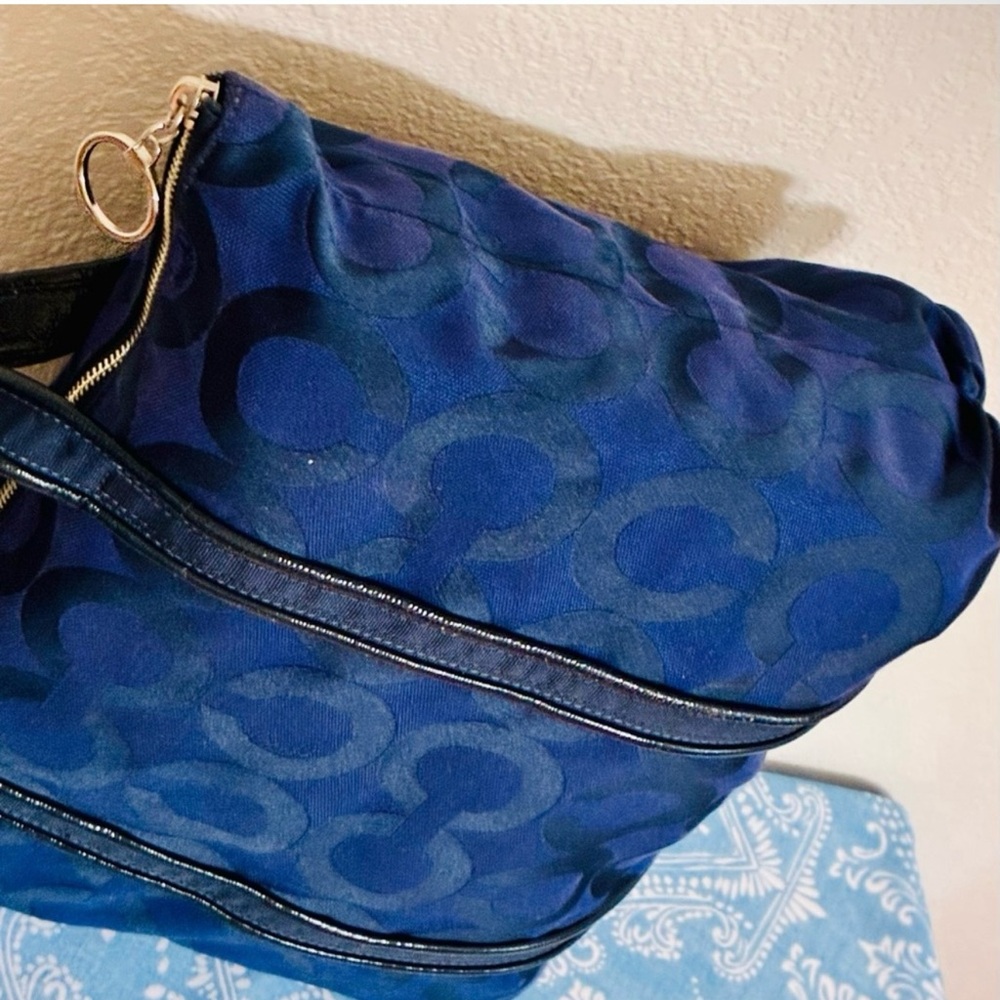 Coach Poppy Navy Blue Signature Nylon Tote - Picture 3 of 9